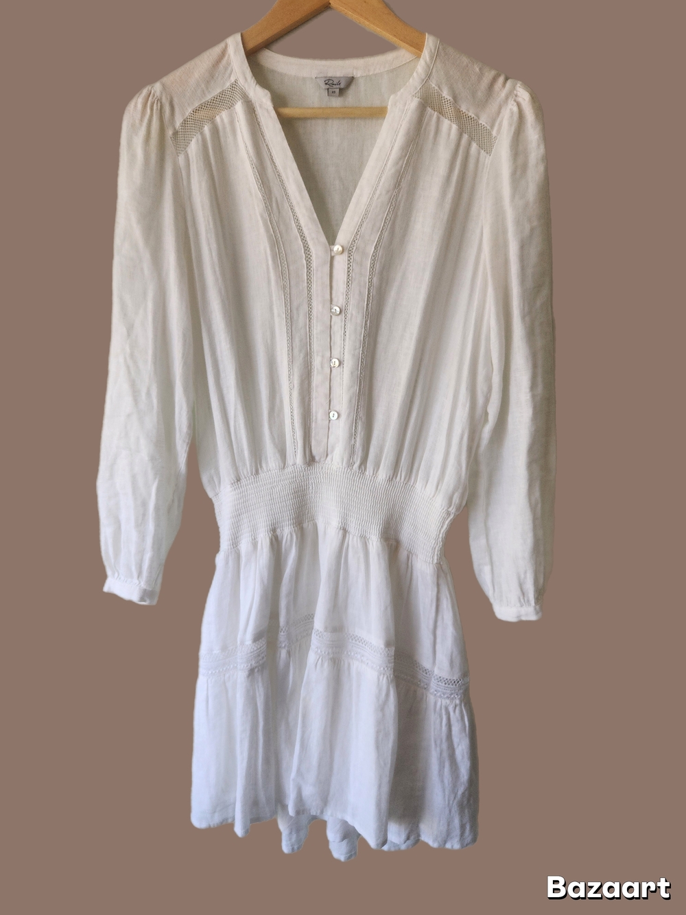 Rails White Jasmine Long Sleeve Button-Front Tiered Dress